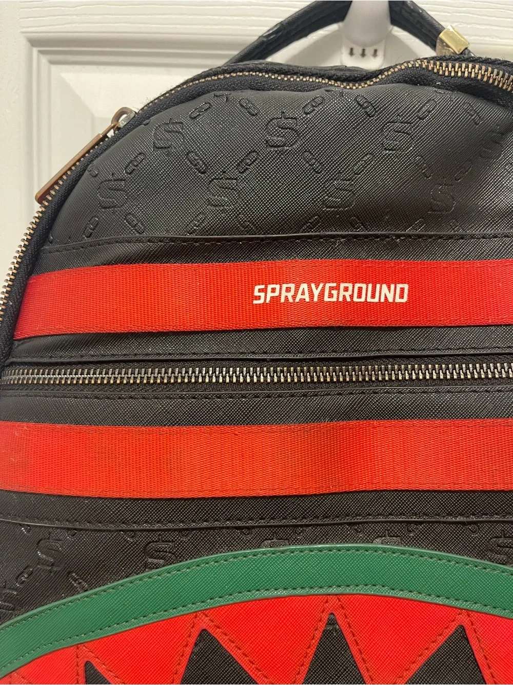 Sprayground Black Red Green Shark-Mouth Backpack